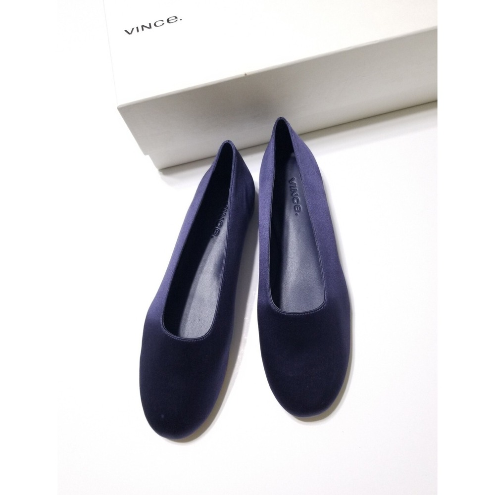Vince Maxwell Italian Satin Ballet Flat Navy Blue NIB Size 6 $225 - Picture 2 of 16